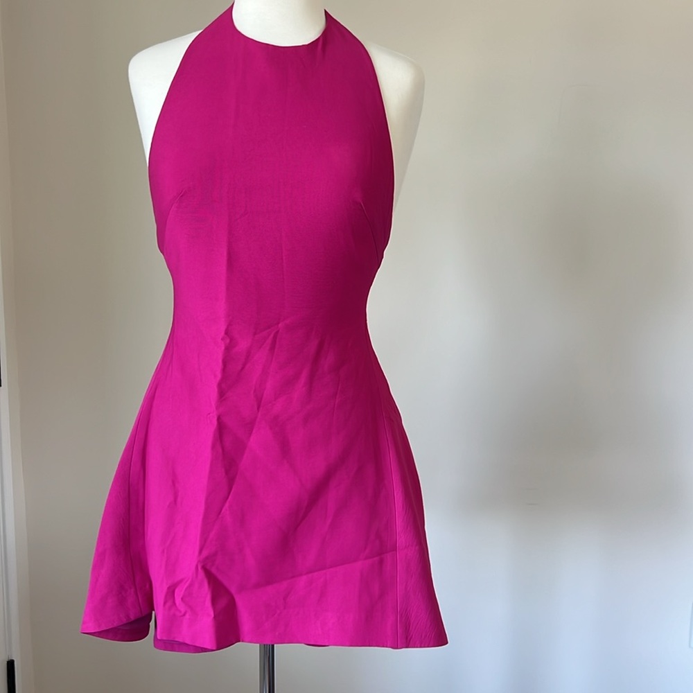 Cameo Linen High Low Halter Dress